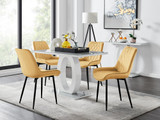 Giovani 4 Grey Dining Table & 4 Pesaro Black Leg Chairs - Giovani-4-Grey-White-Gloss-Glass-Dining-Table-Pesaro-black-leg-mustard-set.jpg