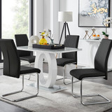 Giovani Grey White Modern High Gloss And Glass Dining Table And 4 Lorenzo Chairs Set - giovani-gry-high-gloss-rectangle-dining-table-4-black-leather-Lorenzo-chairs-set-CROP.jpg