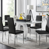 Giovani Grey White Modern High Gloss And Glass Dining Table And 6 Milan Chairs Set - giovani-gry-high-gloss-rectangle-dining-table-6-black-leather-milan-chairs-set-crop.jpg