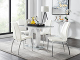 Giovani 4 Grey Dining Table & 4 Isco Chairs - giovani-gry-high-gloss-rectangle-dining-table-4-white-leather-isco-chairs-set_1.jpg
