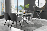 Leonardo Glass and Chrome Dining Table & 4 Falun Black Leg Chairs - leonardo-4-chrome-rectangular-dining-table-4-dark-grey-fabric-falun-black-chairs-set.jpg
