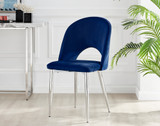 Leonardo Glass and Chrome Dining Table & 4 Arlon Silver Leg Chairs - Arlon-Blue-Velvet-Silver-Leg-Dining-Chair-2.jpg