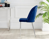 Leonardo Glass and Chrome Dining Table & 4 Arlon Silver Leg Chairs - Arlon-Blue-Velvet-Silver-Leg-Dining-Chair-3.jpg