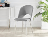 Leonardo Glass and Chrome Dining Table & 4 Arlon Silver Leg Chairs - Arlon-Grey-Velvet-Silver-Leg-Dining-Chair-2.jpg