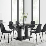 Imperia 6 Black Dining Table and 6 Corona Black Leg Chairs - imperia-6-black-high-gloss-rectangle-dining-table-6-black-leather-corona-black-chairs-set-CROP.jpg