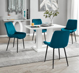 Imperia 4 White Dining Table and 4 Pesaro Black Leg Chairs - imperia-4-seater-high-gloss-rectangle-dining-table-4-blue-velvet-pesaro-black-chairs_1.jpg
