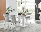 Imperia 4 White Dining Table and 4 Nora Silver Leg Chairs - Imperia-4-white-gloss-rectangular-dining-table-4-light-grey-velvet-nora-silver-chairs-set.jpg
