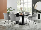 Imperia 6 Black Dining Table and 6 Falun Silver Leg Chairs - Imperia-6-black-gloss-rectangular-dining-table-6-grey-fabric-falun-silver-chairs-set.jpg