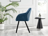 Imperia 4 Black Dining Table and 4 Falun Black Leg Chairs - Falun-Blue-Fabric-Black-Leg-Dining-Chairs-2.jpg