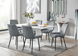 Imperia 6 White Dining Table and 6 Pesaro Black Leg Chairs - imperia-6-seater-high-gloss-rectangle-dining-table-6-grey-velvet-pesaro-black-chairs_1.jpg