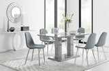 Imperia 6 Grey Dining Table and 6 Corona Silver Leg Chairs - imperia-6-grey-high-gloss-rectangle-dining-table-6-grey-leather-corona-silver-chairs_1.jpg