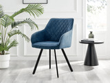 Imperia 4 Grey Dining Table and 4 Falun Black Leg Chairs - Falun-Blue-Fabric-Black-Leg-Dining-Chairs-1.jpg