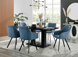 Imperia 6 Black Dining Table and 6 Falun Black Leg Chairs - Imperia-6-black-gloss-rectangular-dining-table-6-blue-fabric-falun-black-chairs-set.jpg