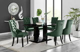 Imperia 6 Black Dining Table and 6 Belgravia Black Leg Chairs - imperia-6-black-rectangular-gloss-table-6-green-velvet-belgravia-black-leg-chairs.jpg