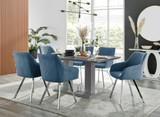 Imperia 6 Grey Dining Table and 6 Falun Silver Leg Chairs - Imperia-6-grey-gloss-rectangular-dining-table-6-blue-fabric-falun-silver-chairs-set.jpg