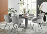 Imperia 6 Grey Dining Table and 6 Falun Silver Leg Chairs - Imperia-6-grey-gloss-rectangular-dining-table-6-grey-fabric-falun-silver-chairs-set.jpg