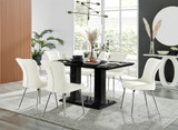 Imperia 6 Black Dining Table and 6 Nora Silver Leg Chairs - Imperia-6-black-gloss-rectangular-dining-table-6-cream-velvet-nora-silver-chairs-set.jpg
