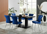 Imperia 6 Black Dining Table and 6 Nora Silver Leg Chairs - Imperia-6-black-gloss-rectangular-dining-table-6-navy-velvet-nora-silver-chairs-set.jpg