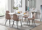 White Imperia 6 Table & 6 Corona Black Leg Chairs - imperia-6-seater-high-gloss-dining-table-6-beige-leather-corona-black-chairs-set.jpg.jpg