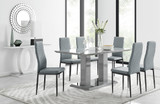 Imperia 6 Grey Dining Table and 6 Milan Black Leg Chairs - imperia-6-grey-high-gloss-rectangle-dining-table-6-grey-leather-milan-black-chairs-set.jpg