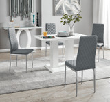 Imperia 4 Modern White High Gloss Dining Table And 4 Milan Chairs Set - imperia-4-seater-high-gloss-rectangle-dining-table-4-grey-leather-milan-chairs_1.jpg