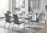 Imperia White High Gloss Dining Table And 6 Isco Chairs Set  - imperia-6-seater-high-gloss-rectangle-dining-table-6-grey-leather-isco-chairs-set_1.jpg