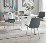 Imperia 4 White Dining Table and 4 Pesaro Silver Leg Chairs - imperia-4-seater-high-gloss-rectangle-dining-table-4-grey-velvet-pesaro-silver-chairs_1.jpg