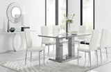 Imperia Grey Modern High Gloss Dining Table And 6 Milan Dining Chairs Set  - imperia-6-grey-high-gloss-rectangle-dining-table-6-white-leather-milan-chairs-set_1.jpg