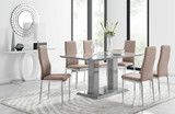 Imperia Grey Modern High Gloss Dining Table And 6 Milan Dining Chairs Set  - imperia-6-grey-high-gloss-rectangle-dining-table-6-beige-leather-milan-chairs-set.jpg