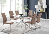 Leonardo Glass And Chrome Metal Dining Table And 6 Lorenzo Chairs  - leonardo-6-seater-chrome-rectangle-dining-table-6-beige-leather-lorenzo-chairs-set_1.jpg