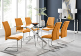 Leonardo Glass And Chrome Metal Dining Table And 6 Lorenzo Chairs  - leonardo-6-seater-chrome-rectangle-dining-table-6-mustard-leather-lorenzo-chairs-set_1.jpg