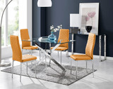 Leonardo Glass And Chrome Metal Dining Table And 4 Milan Chairs Set - leonardo-4-seater-chrome-rectangle-dining-table-4-mustard-leather-milan-chairs-set_1.jpg