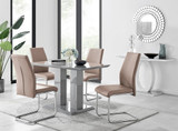 Imperia 4 Modern Grey High Gloss Dining Table And 4 Stylish Lorenzo Chrome Dining Chairs Set - imperia-4-grey-high-gloss-rectangle-dining-table-4-beige-leather-lorenzo-chairs-set_1.jpg