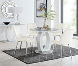Giovani Round Grey 100cm Table and 4 Pesaro Silver Leg Chairs - Giovani-4-Grey-White-Gloss-Round-Dining-Table-Pesaro-silver-leg-cream-fabric.jpg
