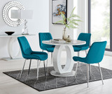 Giovani Round Grey 100cm Table and 4 Pesaro Silver Leg Chairs - giovani-100-grey-high-gloss-round-dining-table-4-blue-velvet-pesaro-silver-chairs-set.jpg