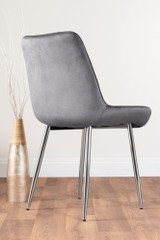 Giovani Round Grey 100cm Table and 4 Pesaro Silver Leg Chairs - grey-pesaro-velvet-silver-chrome-modern-luxury-dining-chair-3.jpg