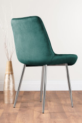 Giovani Round Grey 100cm Table and 4 Pesaro Silver Leg Chairs - green-pesaro-velvet-silver-chrome-modern-luxury-dining-chair-4.jpg