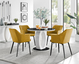 Giovani Black White High Gloss and Glass 100cm Round Dining Table & 4 Calla Black Leg Chairs - giovani-100-black-gloss-round-dining-table-4-mustard-velvet-calla-black-chairs-set.jpg