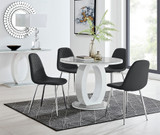 Giovani Grey White High Gloss And Glass 100cm Round Dining Table And 4 Corona Silver Chairs Set - giovani-grey-high-gloss-round-dining-table-4-black-leather-corona-silver-chairs-set.jpg