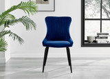 Giovani Round Grey 100cm Table and 4 Nora Black Leg Chairs - nora-blue-velvet-black-leg-dining-chair.jpg
