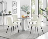 Giovani Round Grey 100cm Table and 4 Nora Black Leg Chairs - giovani-100-grey-gloss-round-dining-table-4-cream-velvet-nora-black-chairs-set.jpg