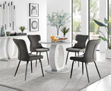 Giovani Round Grey 100cm Table and 4 Nora Black Leg Chairs - giovani-100-grey-gloss-round-dining-table-4-dark-grey-velvet-nora-black-chairs-set.jpg