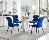 Giovani Round Grey 100cm Table and 4 Nora Black Leg Chairs - giovani-100-grey-gloss-round-dining-table-4-navy-velvet-nora-black-chairs-set.jpg