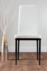 Giovani Round Grey 100cm Table and 4 Milan Black Leg Chairs - white-modern-milan-dining-chair-leather-black-leg.jpg
