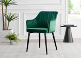 Giovani Grey White High Gloss and Glass 100cm Round Dining Table & 4 Calla Black Leg Chairs - Calla-green-black-dining-chair-1.jpg