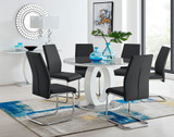 Giovani Grey White High Gloss And Glass Large Round Dining Table And 6 Lorenzo Chairs Set - giovani-120-grey-high-gloss-round-dining-table-6-black-leather-lorenzo-chairs-set.jpg