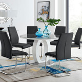Giovani Grey White High Gloss And Glass Large Round Dining Table And 6 Lorenzo Chairs Set - giovani-120-grey-high-gloss-round-dining-table-6-black-leather-lorenzo-chairs-set-CROP.jpg