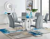 Giovani Grey White High Gloss And Glass Large Round Dining Table And 6 Lorenzo Chairs Set - giovani-120-grey-high-gloss-round-dining-table-6-grey-leather-lorenzo-chairs-set.jpg