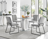 Giovani Round Grey 100cm Table and 4 Halle Black Leg Chairs - giovani-100-grey-gloss-round-dining-table-4-light-grey-fabric-halle-black-chairs-set.jpg