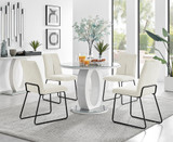 Giovani Round Grey 100cm Table and 4 Halle Black Leg Chairs - giovani-100-grey-gloss-round-dining-table-4-cream-fabric-halle-black-chairs-set.jpg